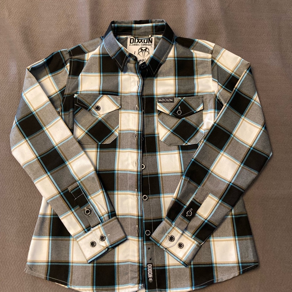 DIXXON Special Edition Mudvayne Black and Blue Plaid Button Down Shirt